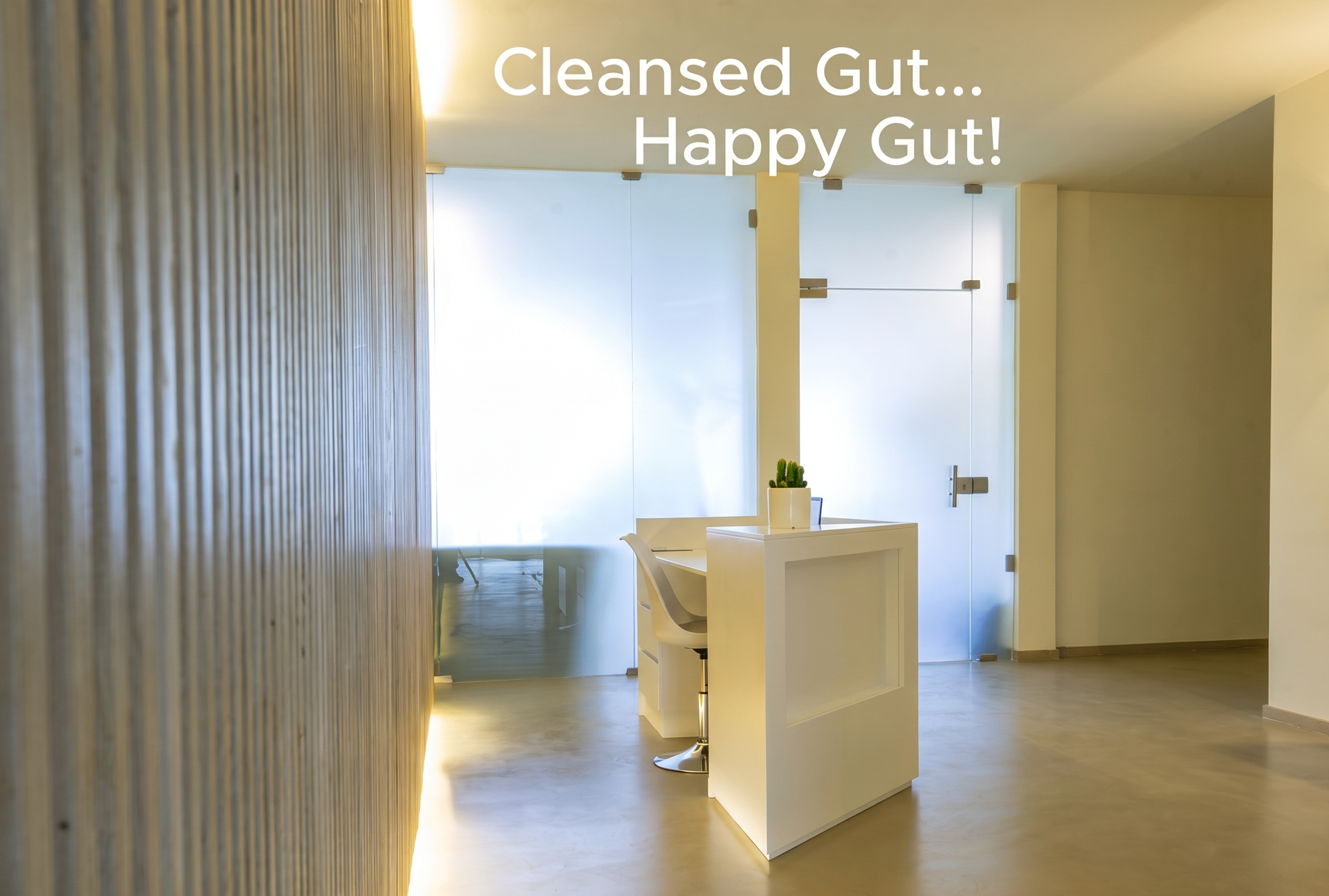 The calm, light-filled reception at HealthSphere & Wellness
